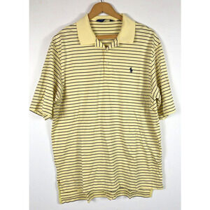 Ralph Lauren Polo Golf Shirt Size L Butter Yellow Stripe Preppy Old Money Pima